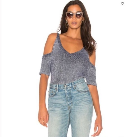 Splendid Surrey Mark Cold Shoulder Pullover Blue Size Medium - Picture 2 of 10